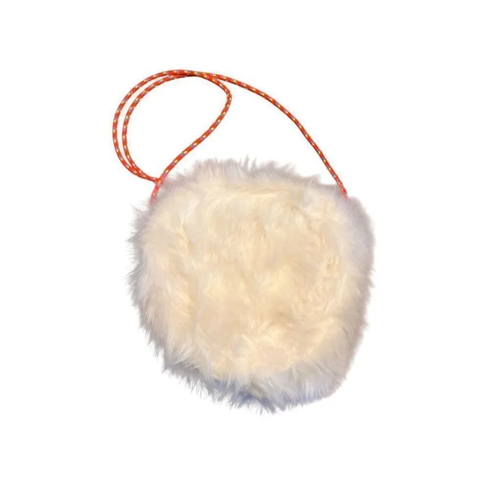 J CREW CREWCUTS White Faux Fur Polar Bear Face Shoulder Bag Purse - NWT